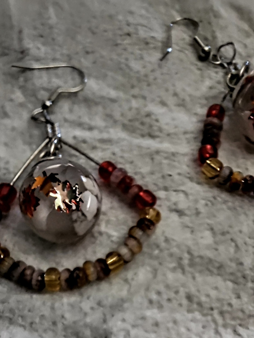Natural White Healing Rocka With Fall  LeavesWith Assorted Beads
